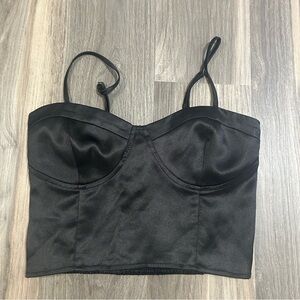Black satin forever 21 crop top